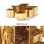 Luxury White Coffee Table with Sculptural Gold Base & Organic Modern Design