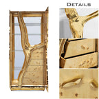 Luxury Walnut Display Cabinet with Sculptural Brass Accents & Hidden Storage