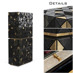 Luxury Walnut Curio Cabinet with Pixel-Inspired Design & Hidden Storage