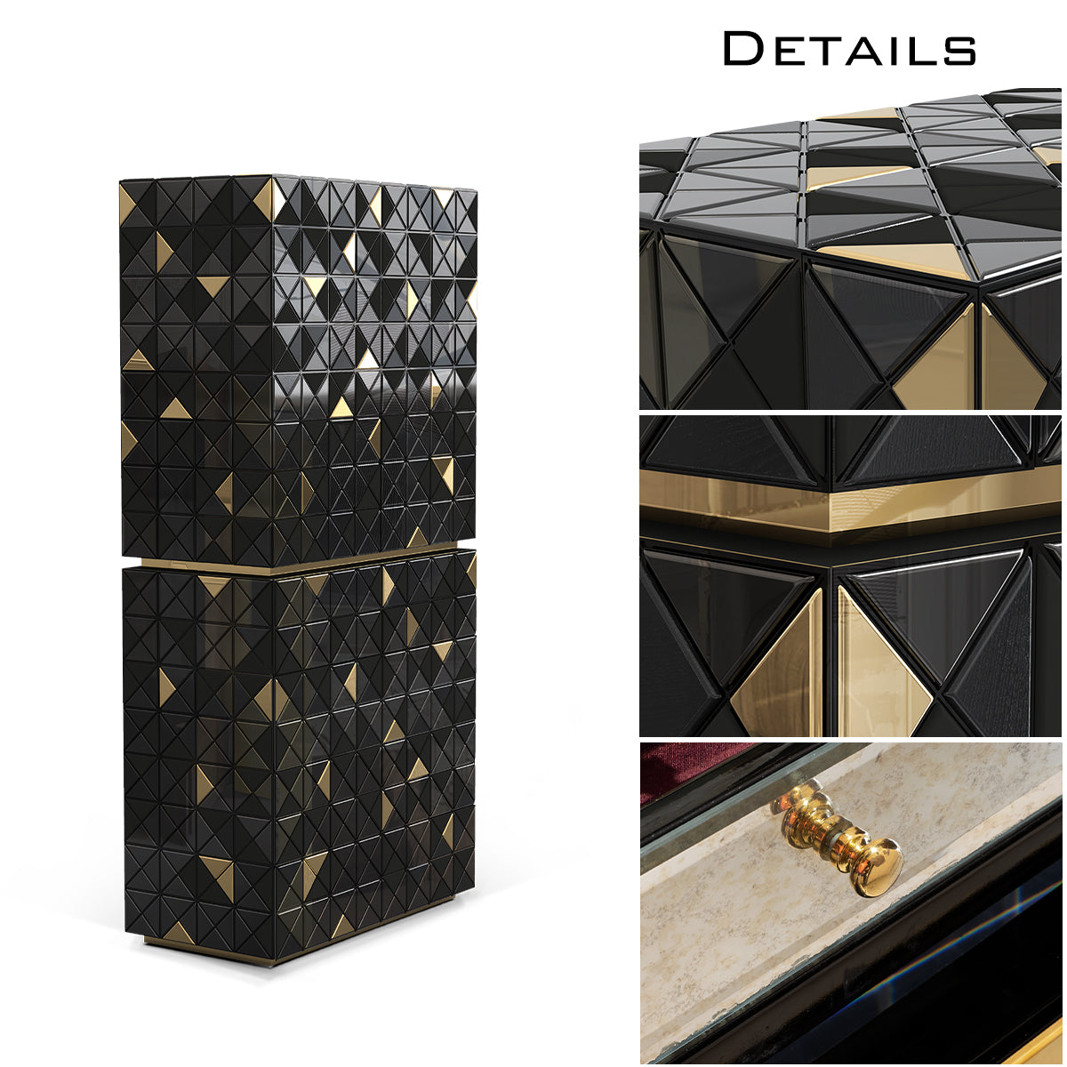 Luxury Walnut Curio Cabinet with Pixel-Inspired Design & Hidden Storage