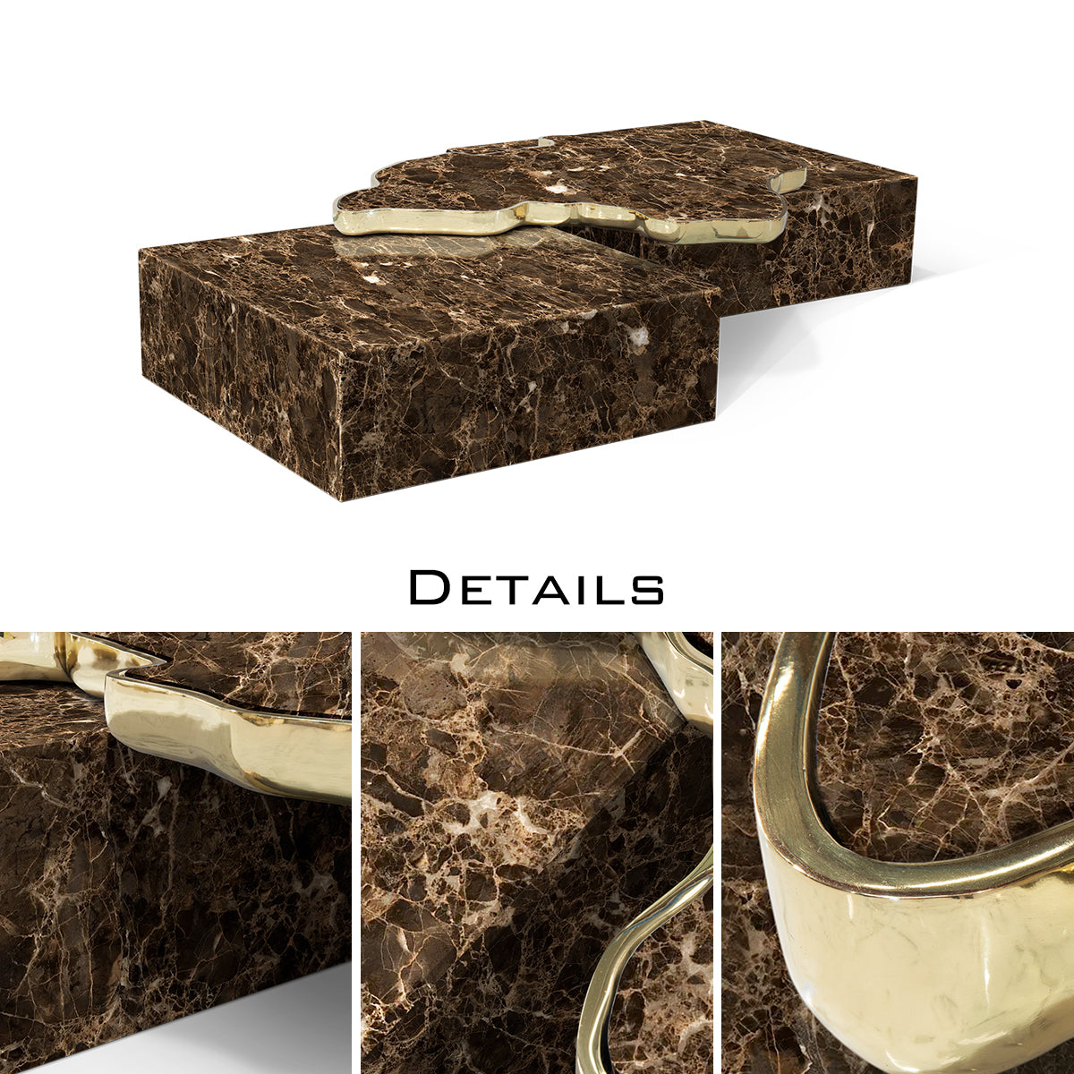 Luxury Black & White Coffee Table with Sculptural Design & High Gloss Finish