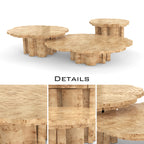 Luxury Patina Brass Coffee Table Set with Round Tiered Tops & Statement Design