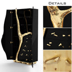 Luxury Walnut Display Cabinet with Sculptural Brass Accents & Hidden Storage