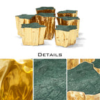 Luxury White Coffee Table with Sculptural Gold Base & Organic Modern Design