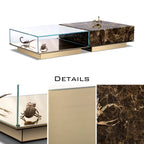 Luxury Coffee Table Set with Marble, Glass & Sculptural Gold Brass Design