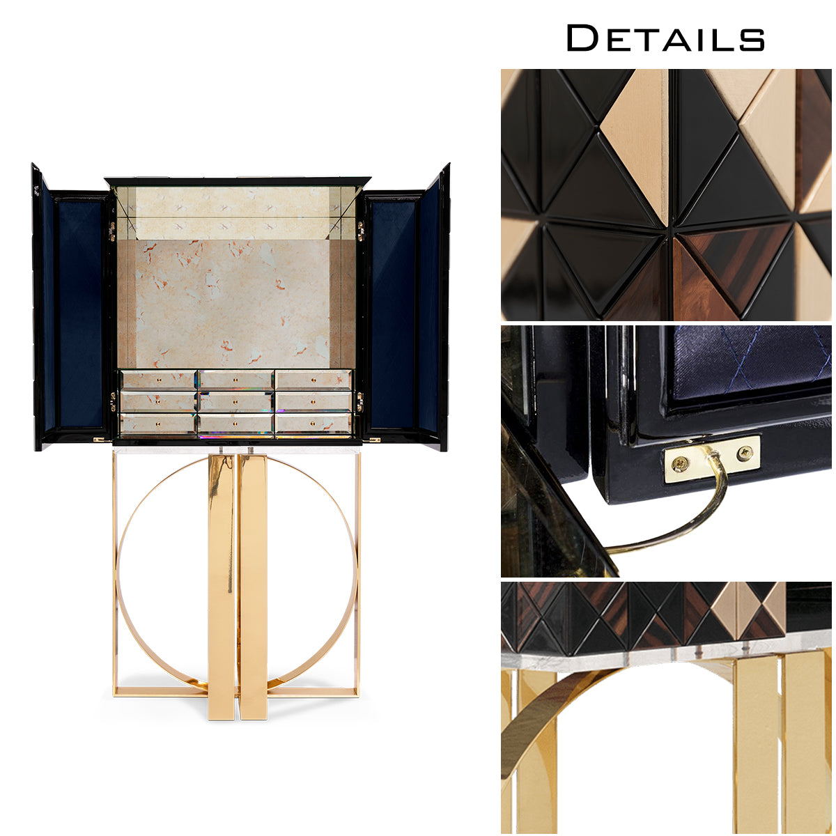 Luxury Geometric Bar Cabinet with Pixel-Inspired Design & Hidden Storage
