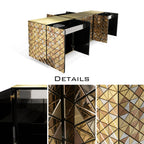Luxury Anodized Metal Sideboard Cabinet with Pixel-Inspired Design & Hidden Storage