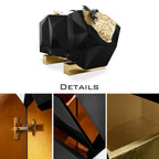 Luxury Diamond-Inspired Sideboard Buffet Cabinet with Black Gold Finish