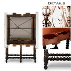 Luxury Hand-Painted Tile Cabinet with Mirrored Details & Collector Storage