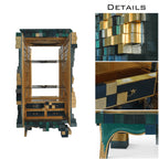 Luxury Display Cabinet with Geometric Pixel Design, Glass Shelves & Storage