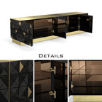 Luxury Walnut Media Console with Pixel-Inspired Design & Hidden Storage