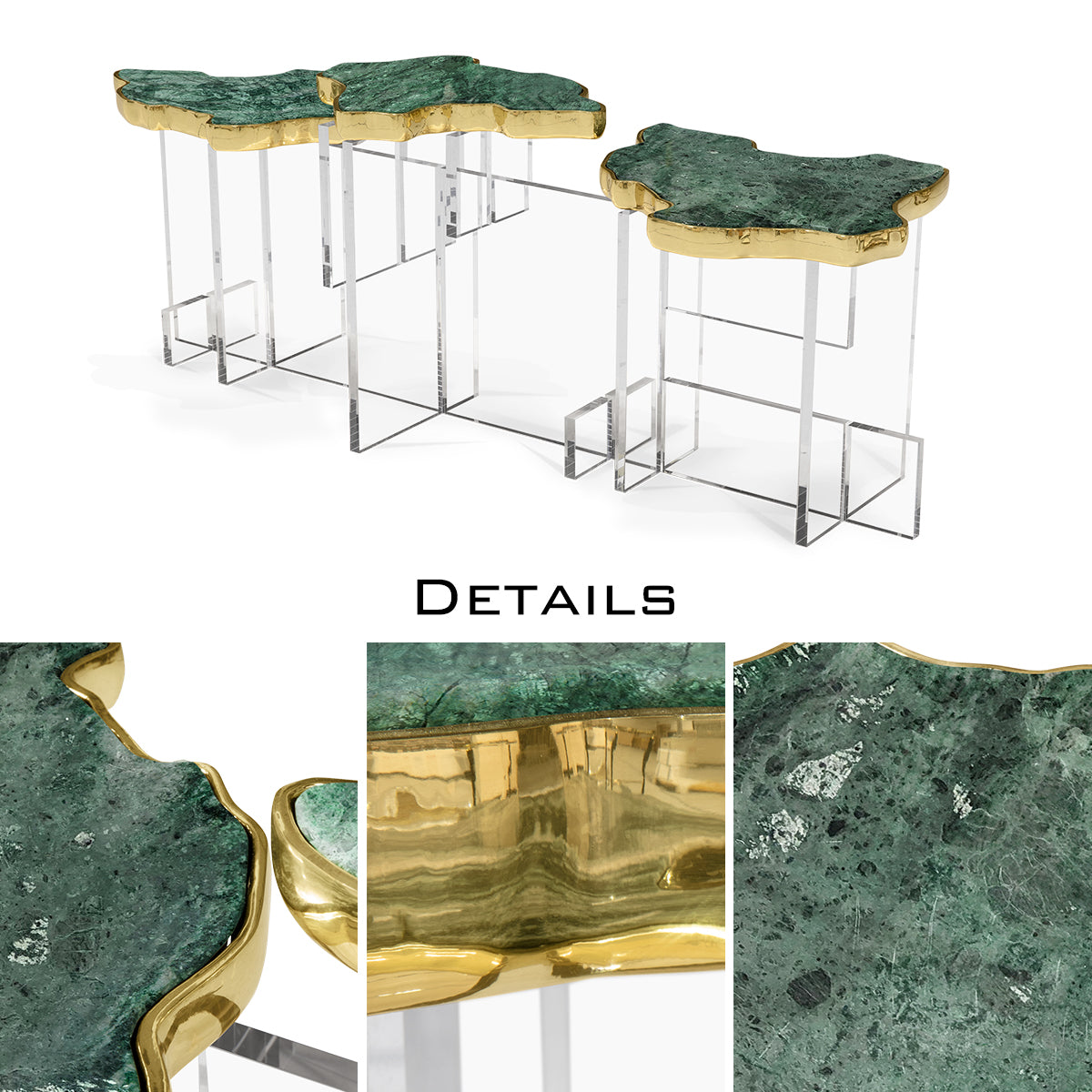 Luxury Designer Coffee Table with Hand-Painted Artistic Top & Sculptural Brass Base