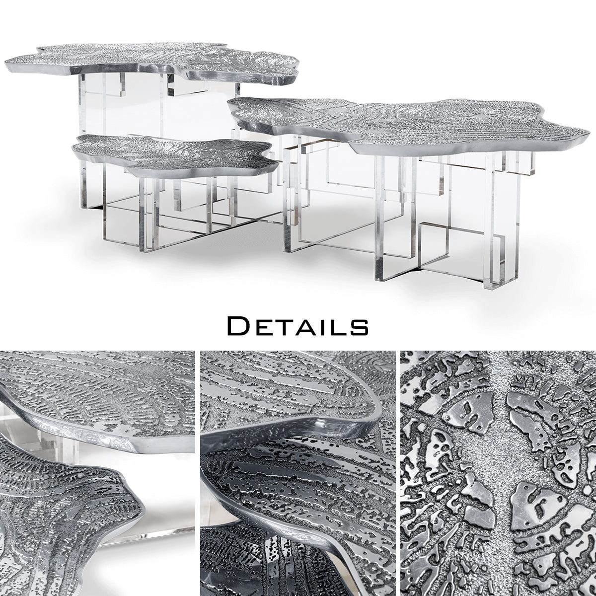 Luxury Designer Coffee Table with Hand-Painted Artistic Top & Sculptural Brass Base