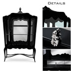 Luxury Curio Display Cabinet with Glass Panels, Mahogany Frame & Hidden Storage