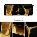 Luxury Black Gold Sideboard Cabinet with Sculptural Cracked Design