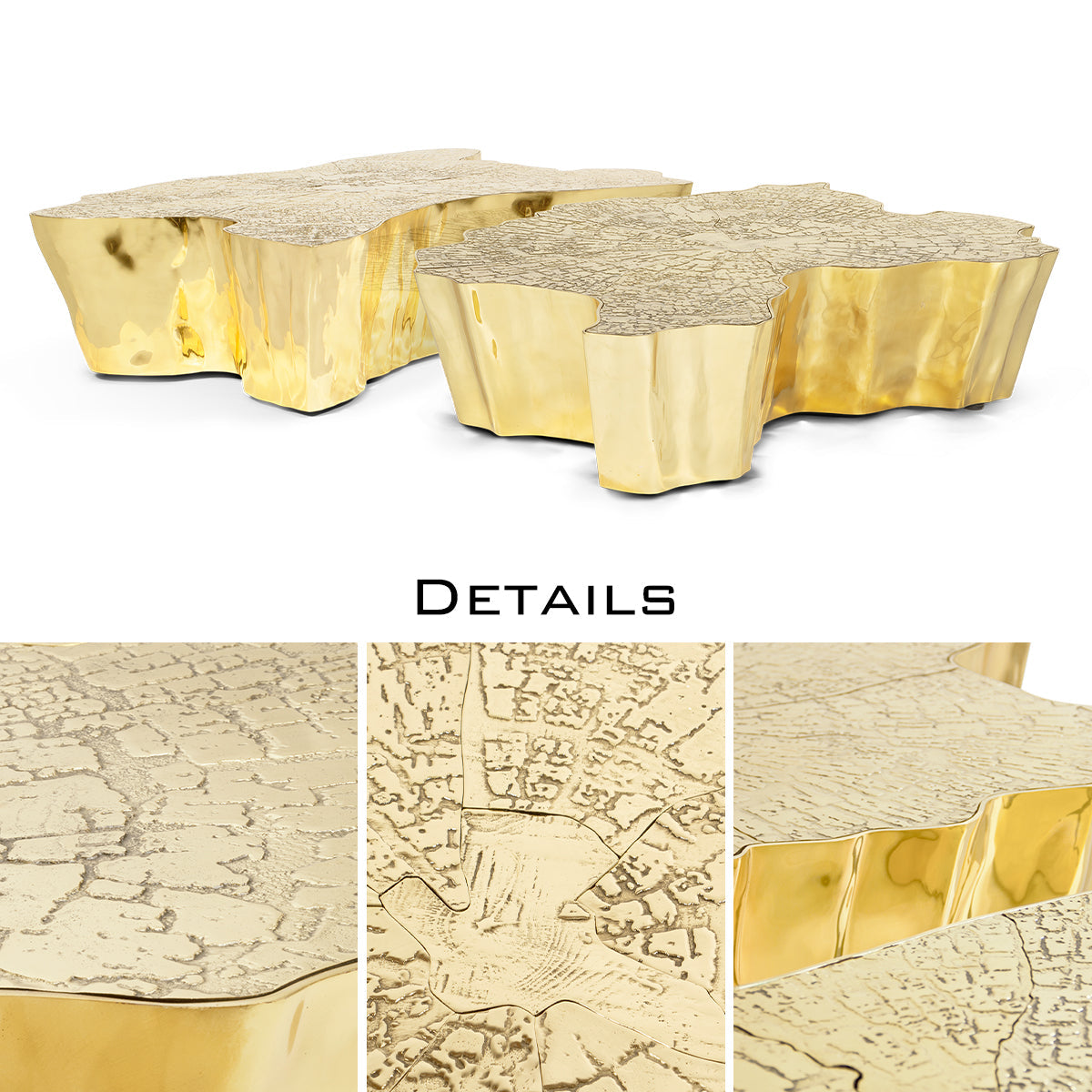 Luxury Patina Brass Coffee Table with Organic Sculptural Design & Handcrafted Finish