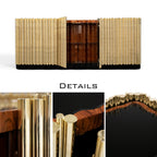 Luxury Brass Sideboard Cabinet with Sculptural Doors & Hidden Storage