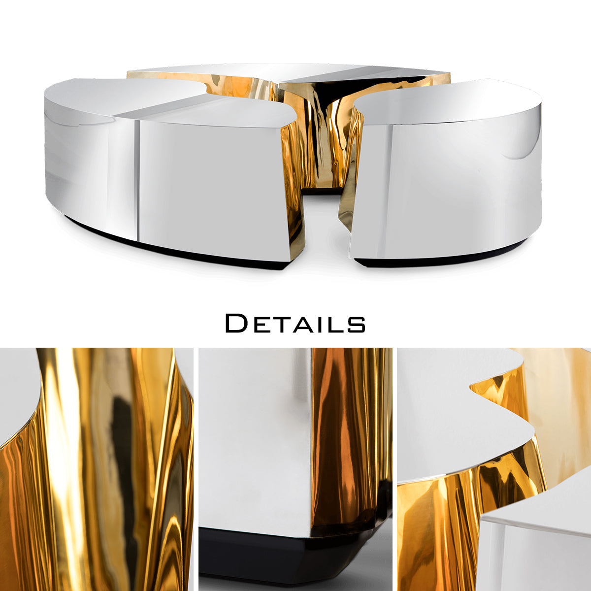 Luxury Oval Dining Table with Sculptural Brass Accents & High Gloss Finish