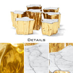 Luxury White Coffee Table with Sculptural Gold Base & Organic Modern Design