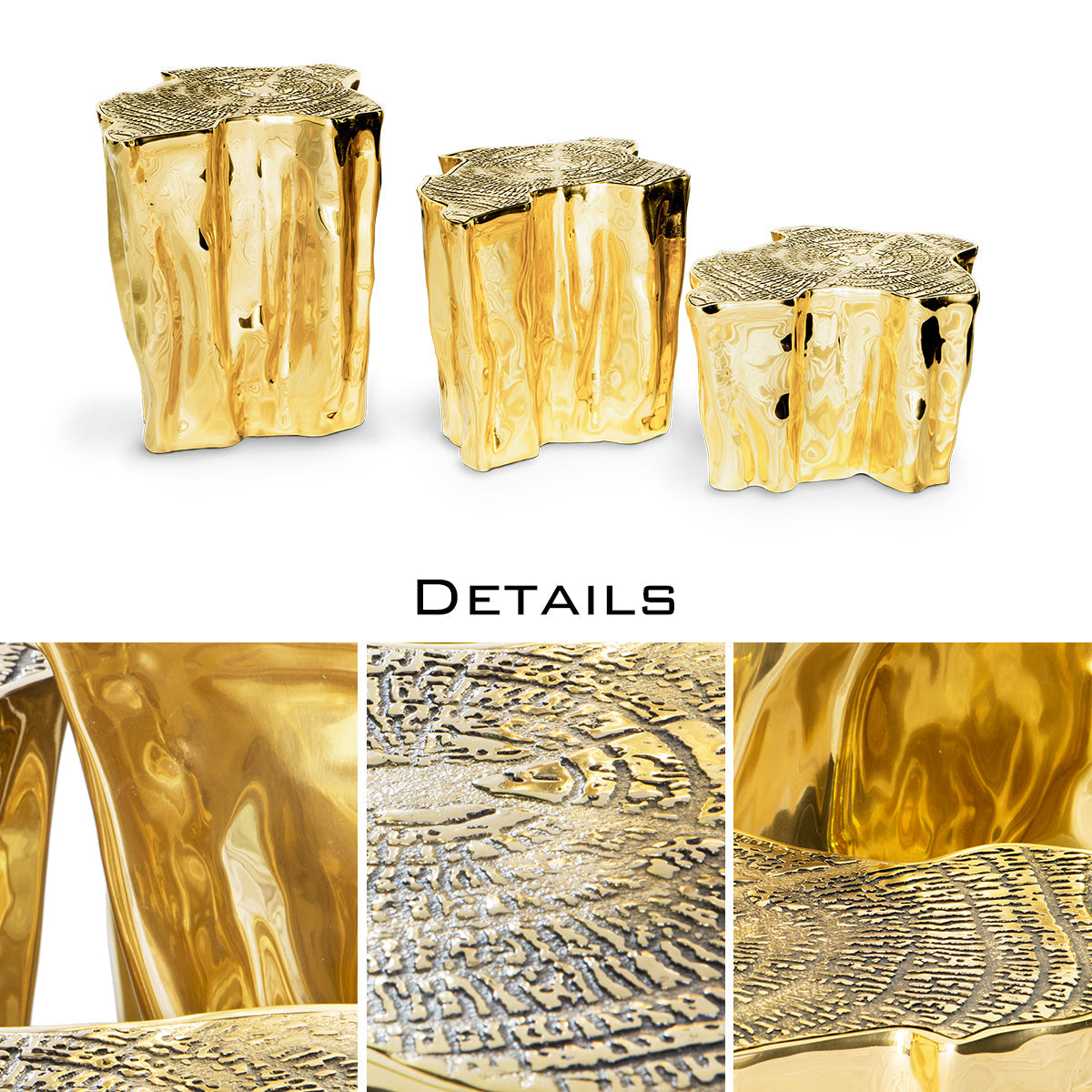 Luxury White Coffee Table with Sculptural Gold Base & Organic Modern Design