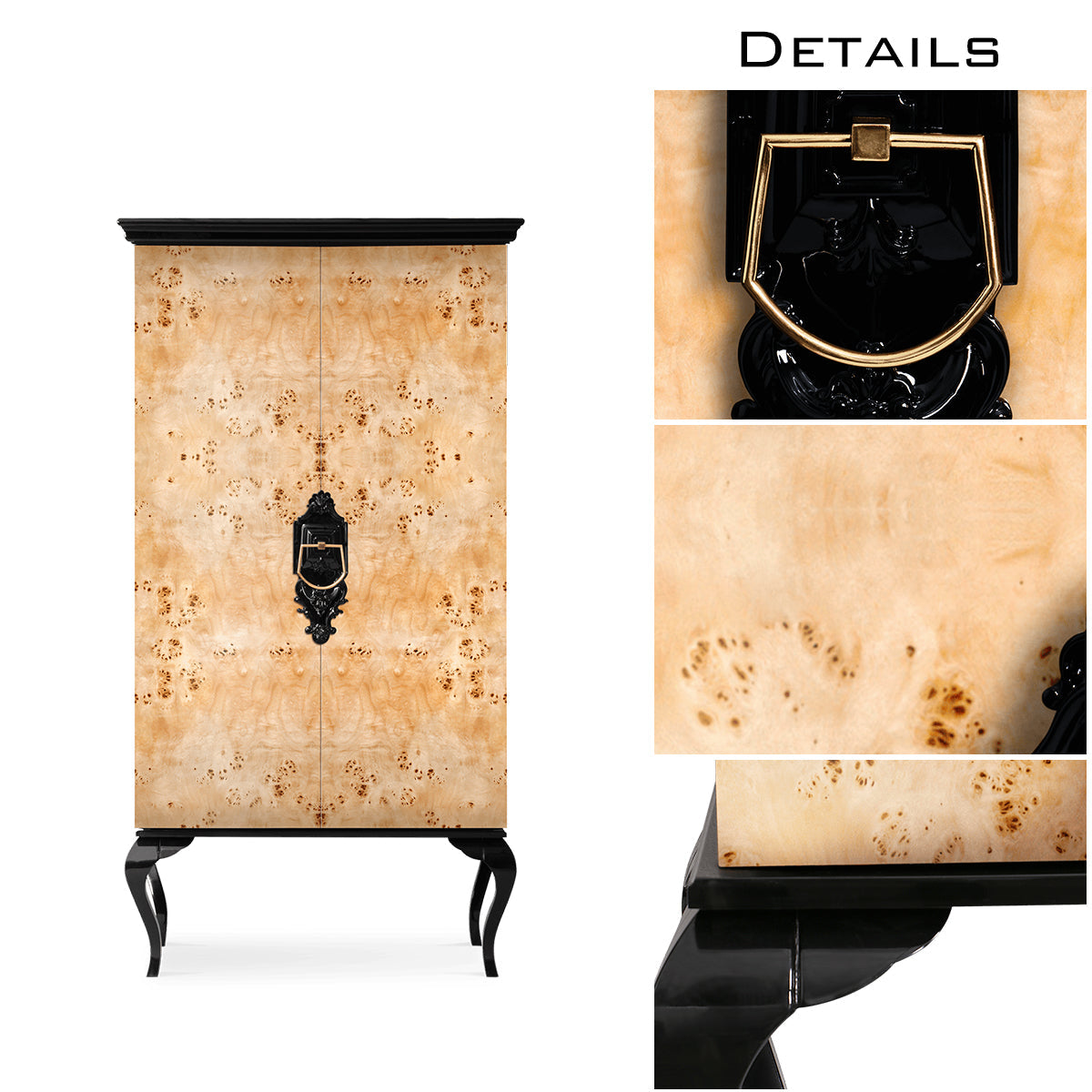 Luxury Sculptural Display Cabinet with Glass Shelves & Designer Storage