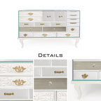 Luxury Patchwork Wood Sideboard Buffet Cabinet with Hidden Storage
