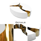 Luxury Oval Dining Table with Sculptural Brass Accents & High Gloss Finish