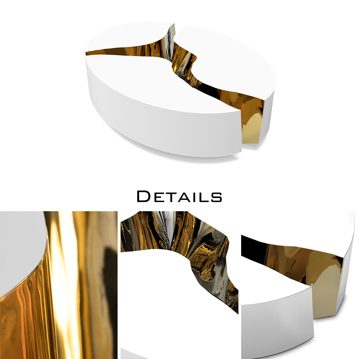 Luxury Oval Dining Table with Sculptural Brass Accents & High Gloss Finish