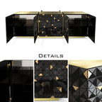 Luxury Anodized Metal Sideboard Cabinet with Pixel-Inspired Design & Hidden Storage