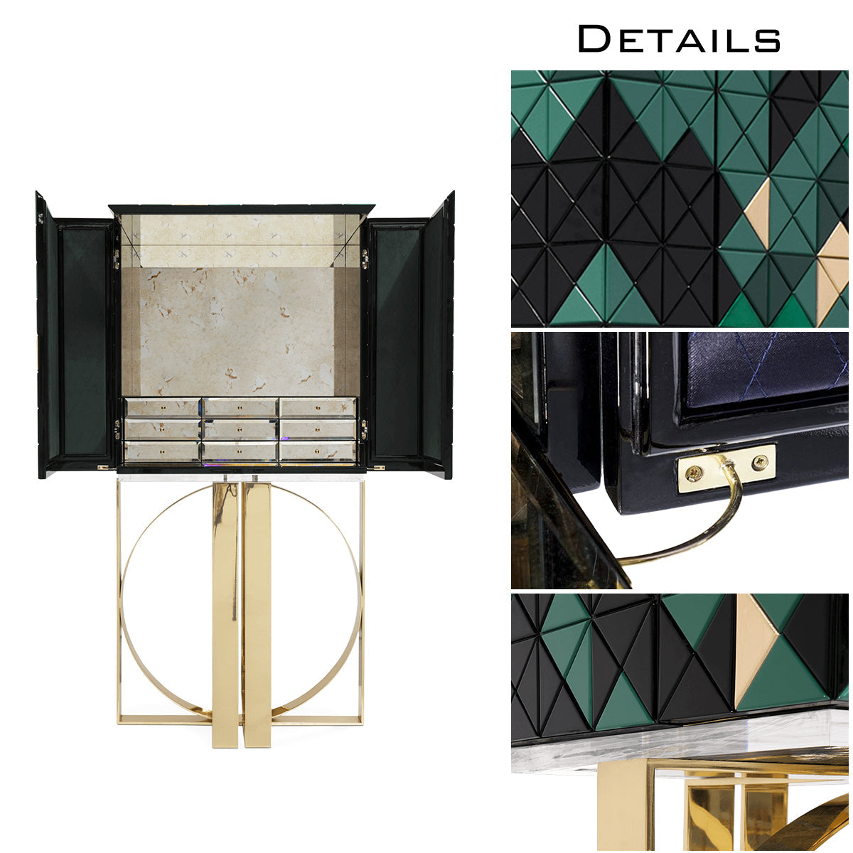 Luxury Geometric Bar Cabinet with Pixel-Inspired Design & Hidden Storage