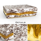 Luxury Carrara Marble Coffee Table with Sculptural Brass Frame & Organic Design