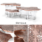 Luxury Designer Coffee Table with Hand-Painted Artistic Top & Sculptural Brass Base
