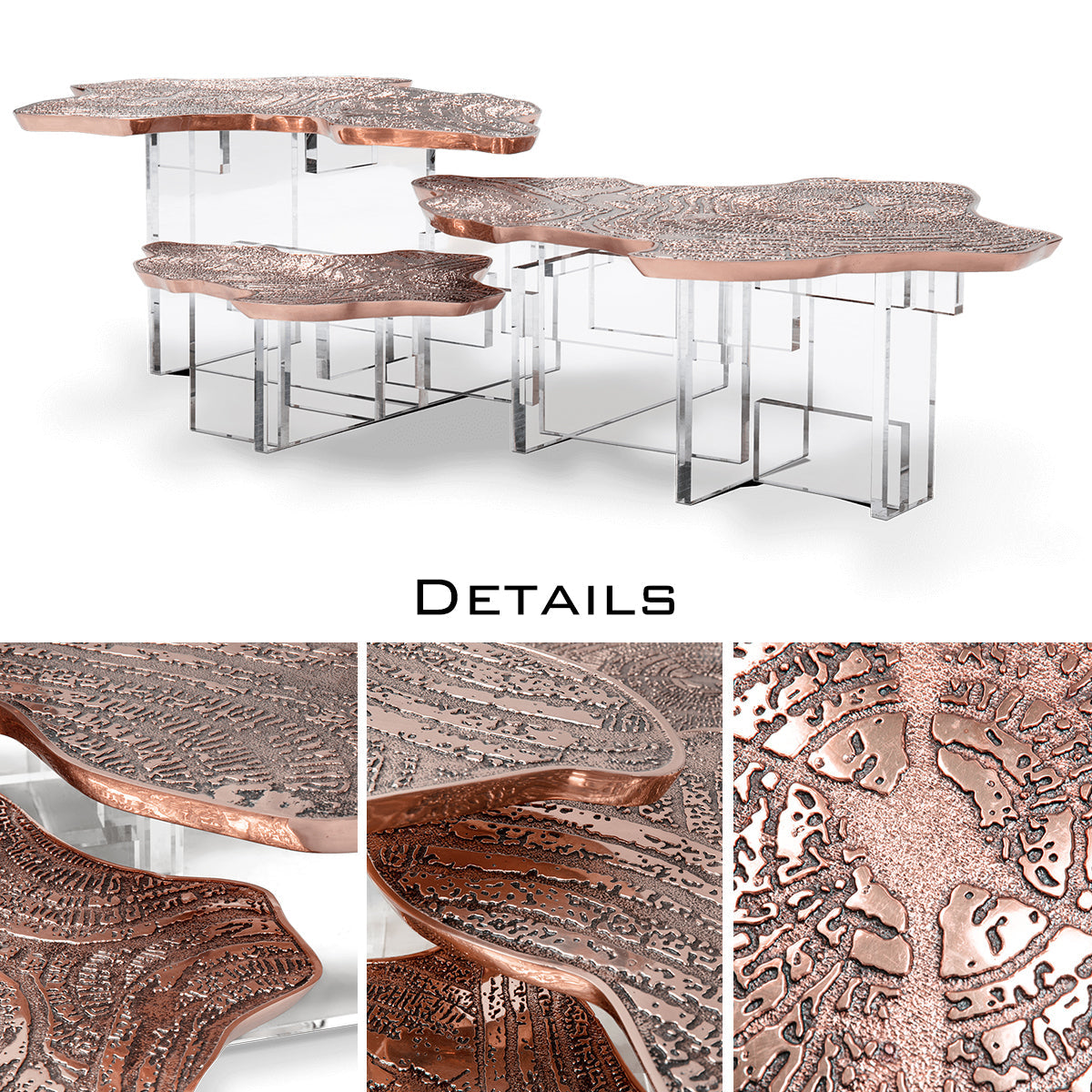 Luxury Designer Coffee Table with Hand-Painted Artistic Top & Sculptural Brass Base