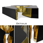 Luxury Coffee Table with Cracked Brass Sculptural Base & Smoked Glass Top