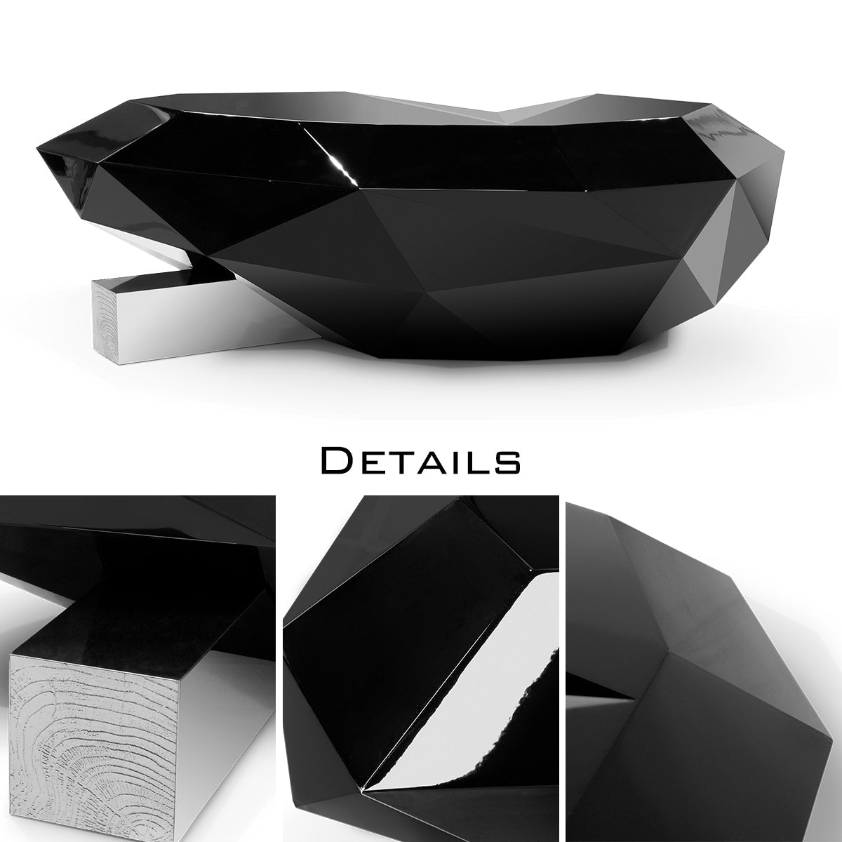 Luxury Geometric Coffee Table with Diamond-Inspired Design & High Gloss Finish