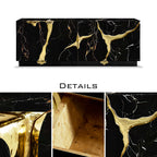 Luxury Black Gold Sideboard Cabinet with Sculptural Cracked Design