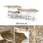 Luxury Designer Coffee Table with Hand-Painted Artistic Top & Sculptural Brass Base