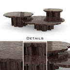 Luxury Patina Brass Coffee Table Set with Round Tiered Tops & Statement Design