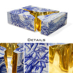 Luxury Coffee Table with Cracked Brass Sculptural Base & Smoked Glass Top