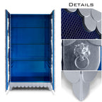 Luxury Display Cabinet with Silver Leaf Finish, Glass Shelves & Storage