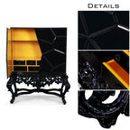 Luxury Curio Display Cabinet with Hand-Painted Tile Artwork & Glass Storage