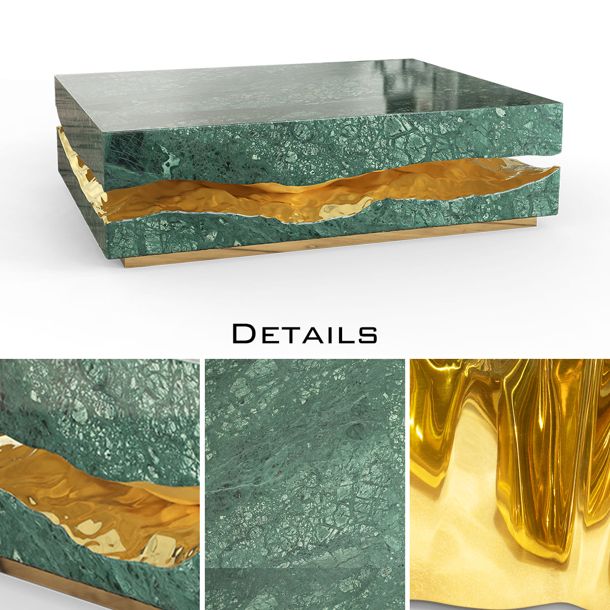 Luxury Carrara Marble Coffee Table with Sculptural Brass Frame & Organic Design