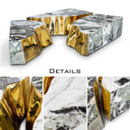 Luxury Coffee Table with Cracked Brass Sculptural Base & Smoked Glass Top