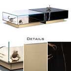 Luxury Coffee Table Set with Marble, Glass & Sculptural Gold Brass Design