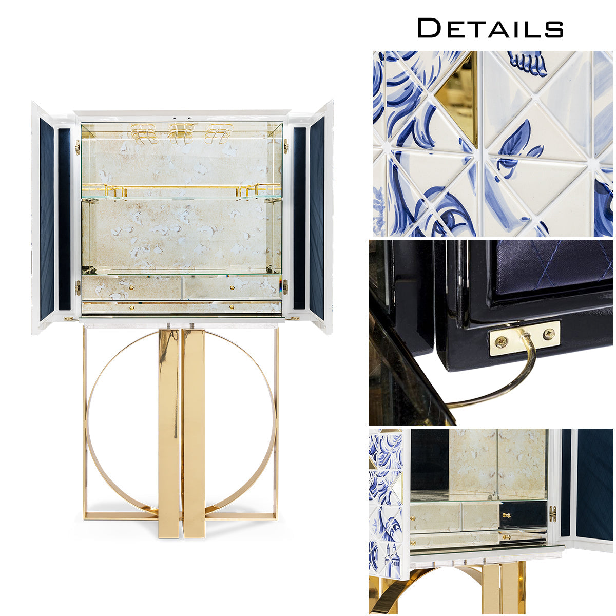 Luxury Geometric Bar Cabinet with Pixel-Inspired Design & Hidden Storage