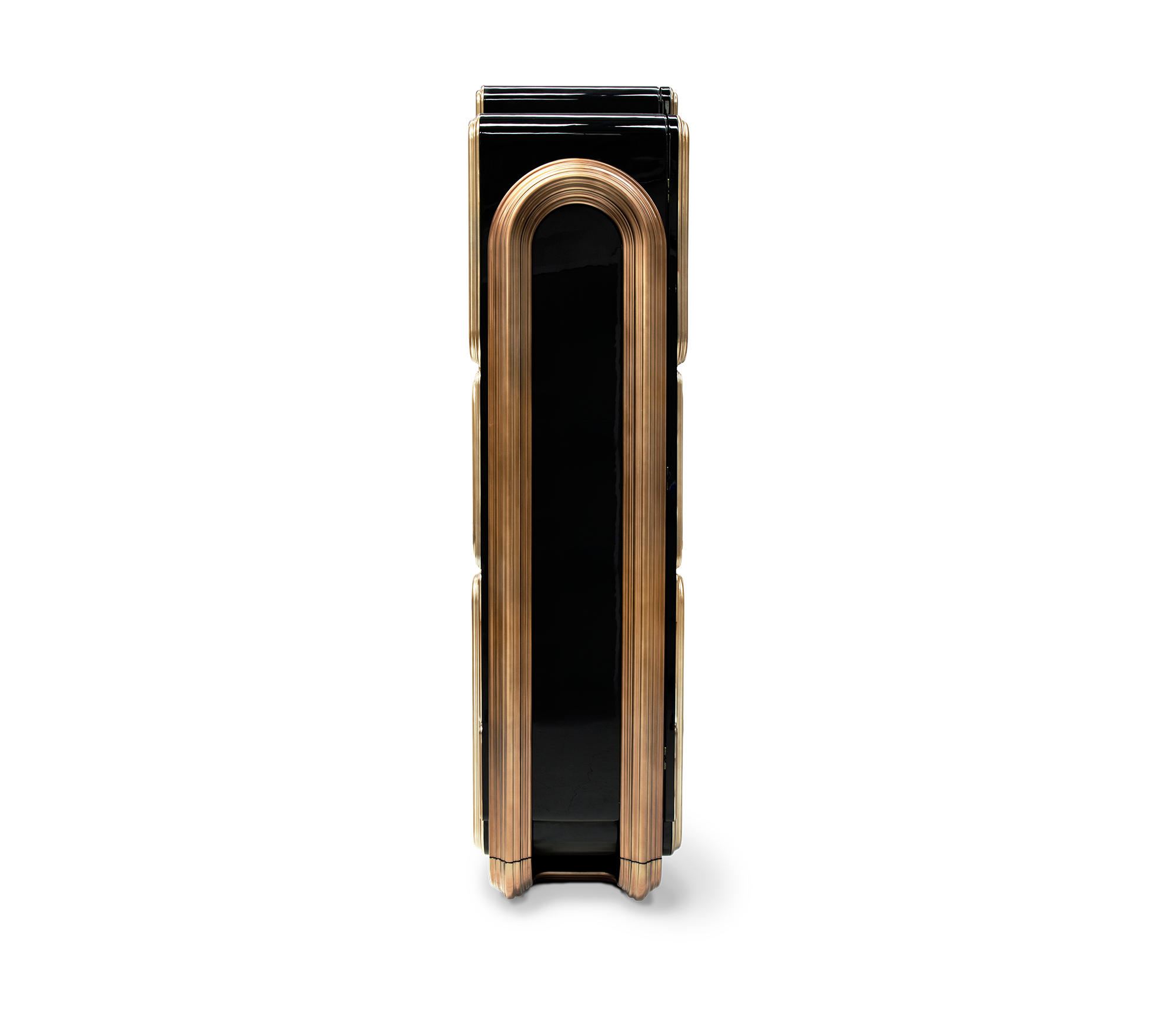 Luxury Bar Cabinet with Brass Tube Design, Glass Shelves & Hidden Storage