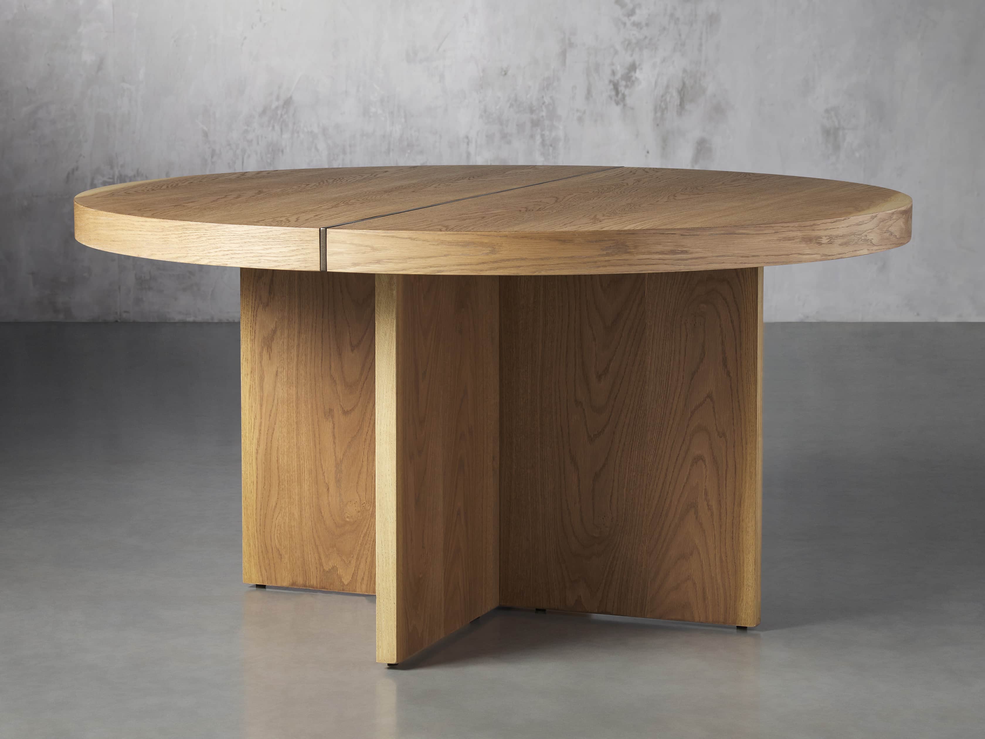 Mihaela Round Dining Table with Wood Oak and Spruce Wood Wine Barrel Inspired Finish