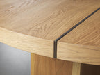 Mihaela Round Dining Table with Wood Oak and Spruce Wood Wine Barrel Inspired Finish