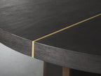 Mihaela Round Dining Table with Wood Oak and Spruce Wood Wine Barrel Inspired Finish