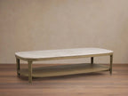 Danny Rectangle Coffee Table with Marble Top Oak & Wood Cocktail Table Living Room Center Tea Table